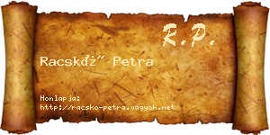 Racskó Petra névjegykártya